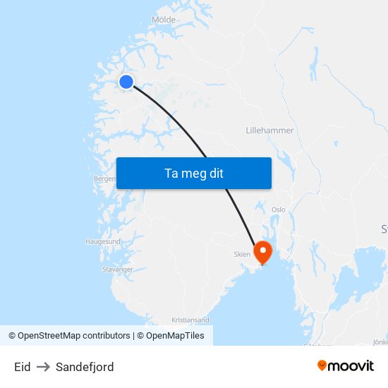 Eid to Sandefjord map