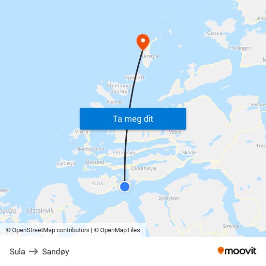 Sula to Sandøy map