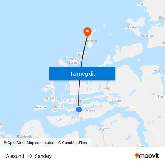 Ålesund to Sandøy map