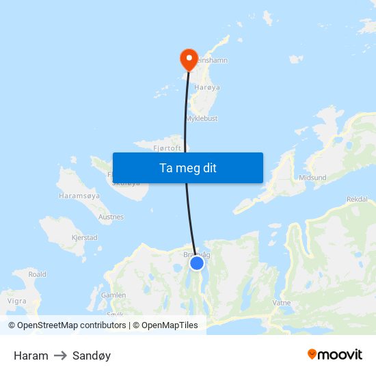 Haram to Sandøy map