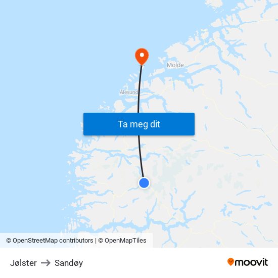 Jølster to Sandøy map