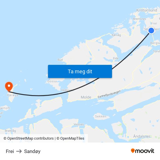 Frei to Sandøy map