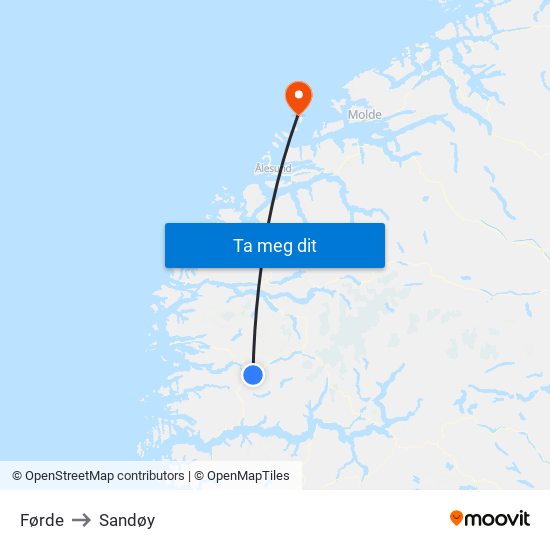 Førde to Sandøy map