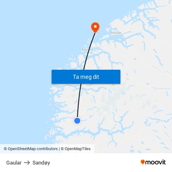 Gaular to Sandøy map