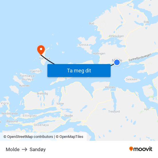 Molde to Sandøy map