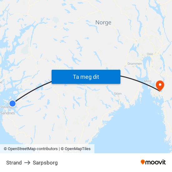Strand to Sarpsborg map