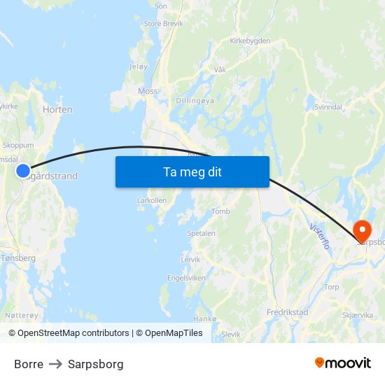 Borre to Sarpsborg map