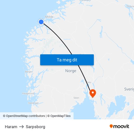 Haram to Sarpsborg map