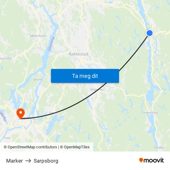 Marker to Sarpsborg map