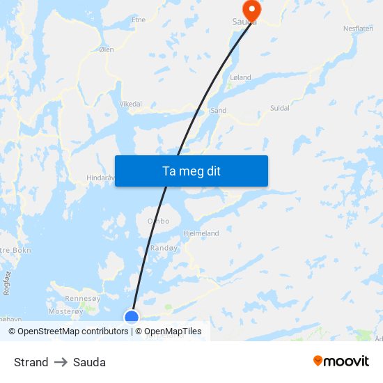 Strand to Sauda map