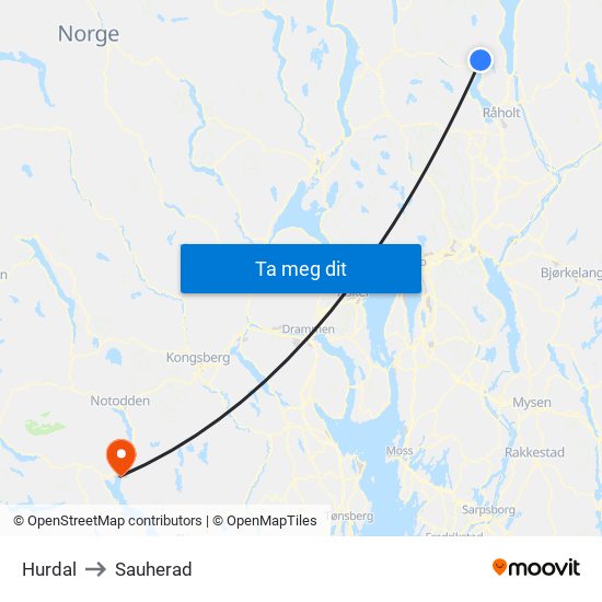 Hurdal to Hurdal map