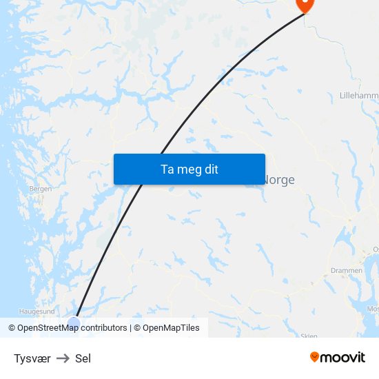 Tysvær to Sel map