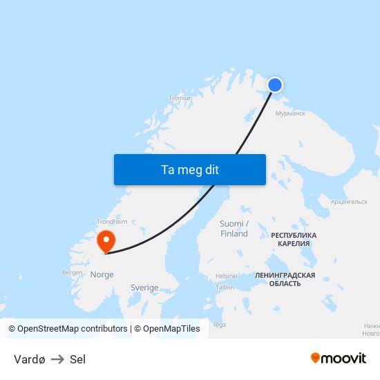 Vardø to Sel map