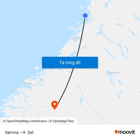 Sømna to Sel map