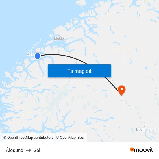 Ålesund to Sel map