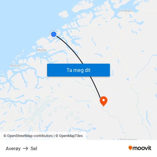 Averøy to Sel map