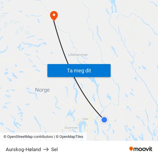 Aurskog-Høland to Sel map