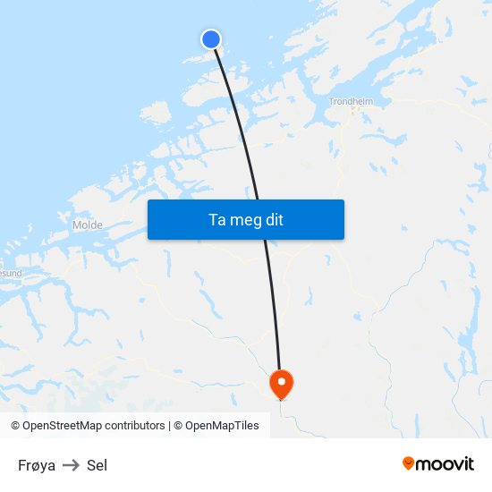 Frøya to Sel map