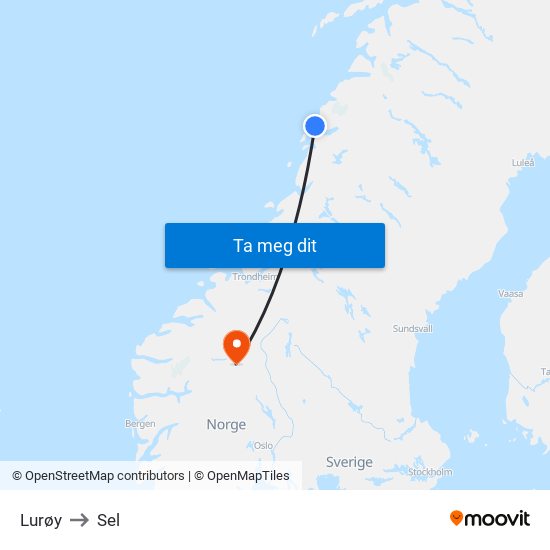 Lurøy to Sel map