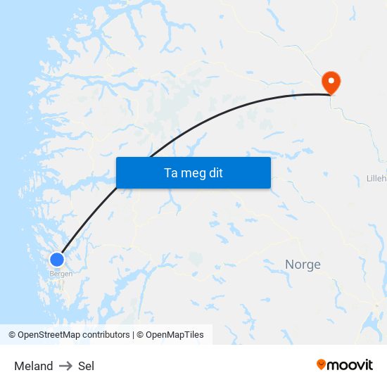 Meland to Sel map