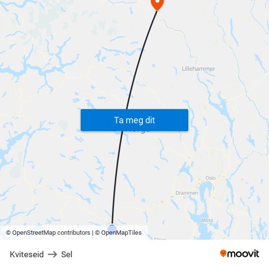 Kviteseid to Sel map