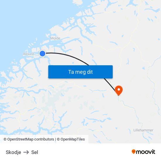 Skodje to Sel map