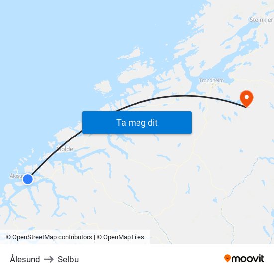 Ålesund to Selbu map