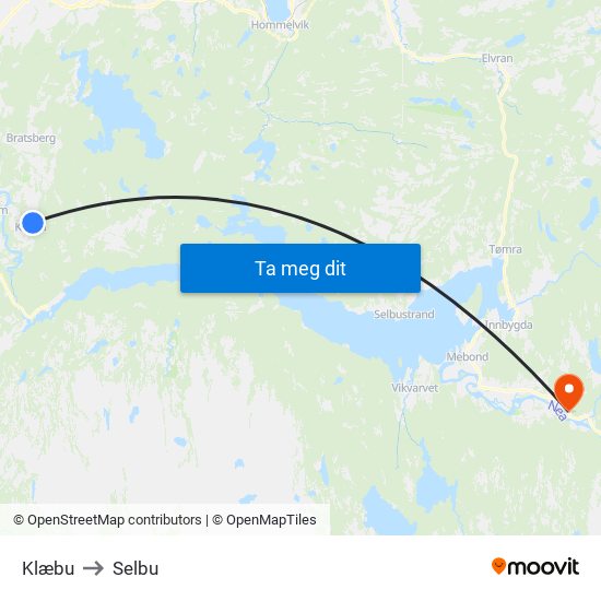 Klæbu to Selbu map