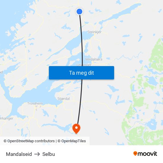 Mandalseid to Selbu map