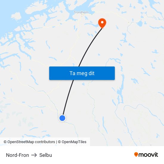 Nord-Fron to Selbu map