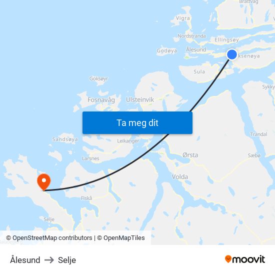 Ålesund to Selje map