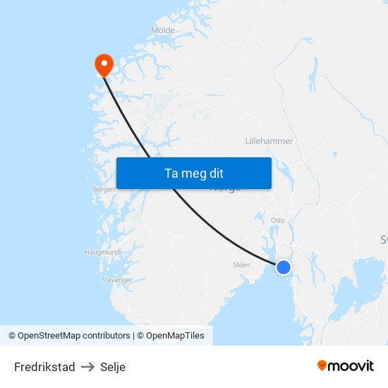 Fredrikstad to Selje map