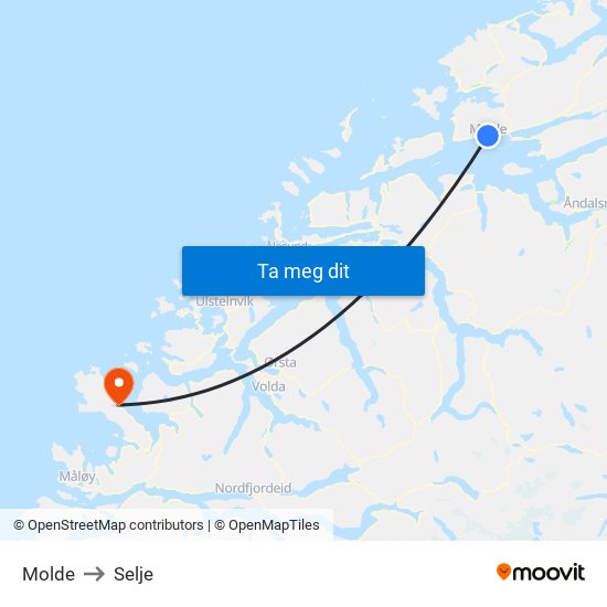 Molde to Selje map