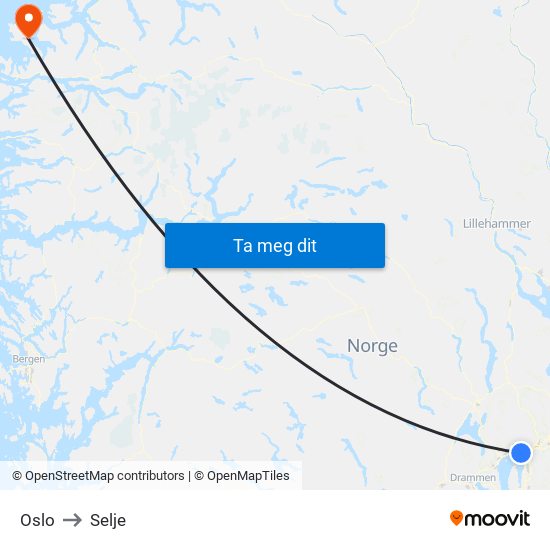 Oslo to Selje map