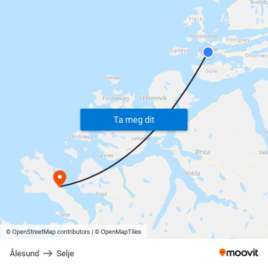 Ålesund to Selje map