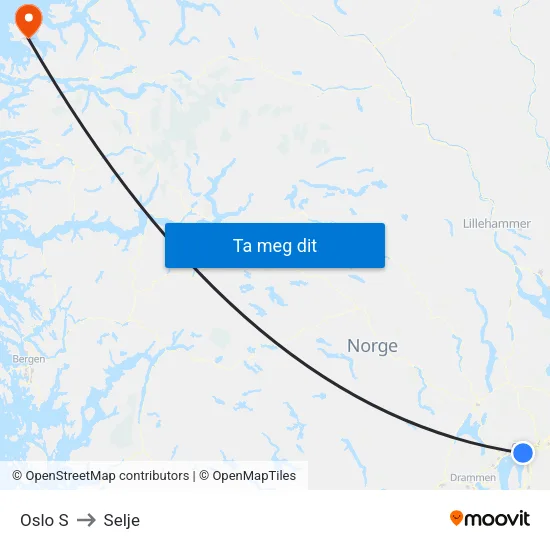 Oslo S to Selje map