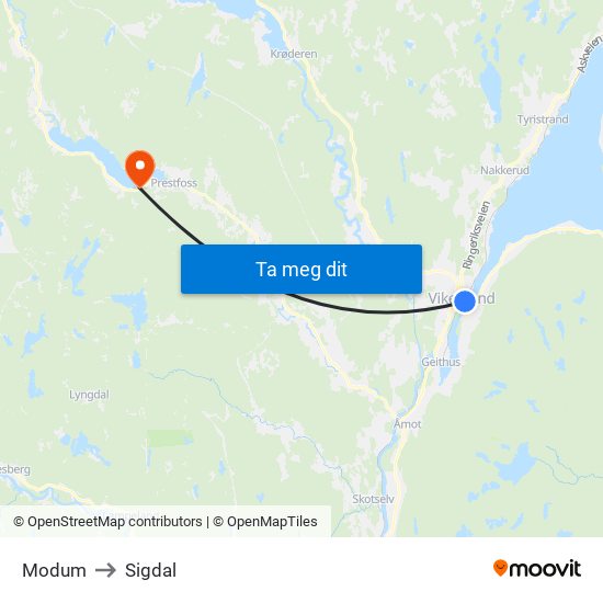 Modum to Sigdal map