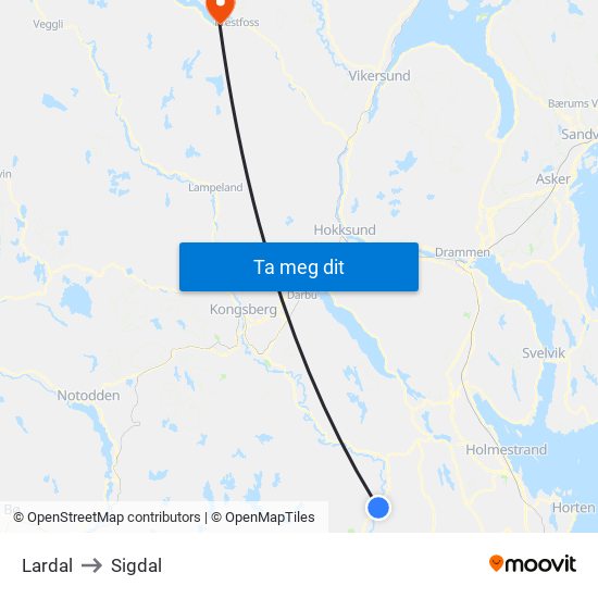 Lardal to Sigdal map