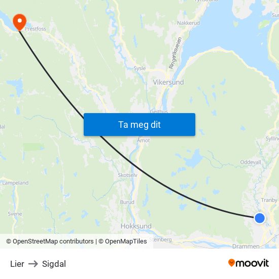 Lier to Sigdal map