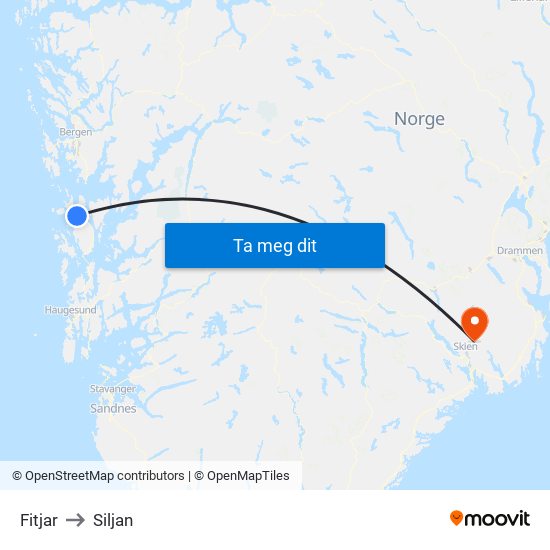 Fitjar to Siljan map