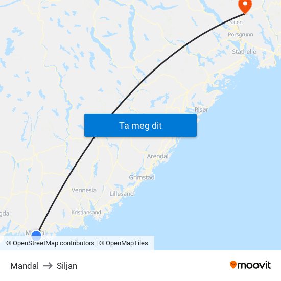 Mandal to Siljan map