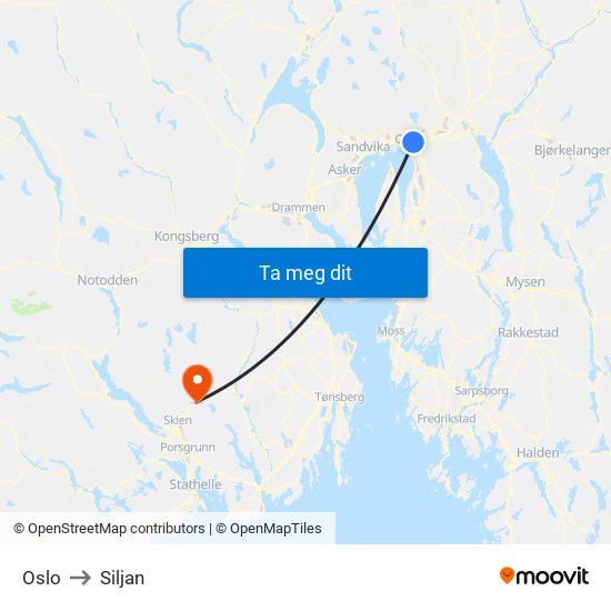 Oslo to Siljan map