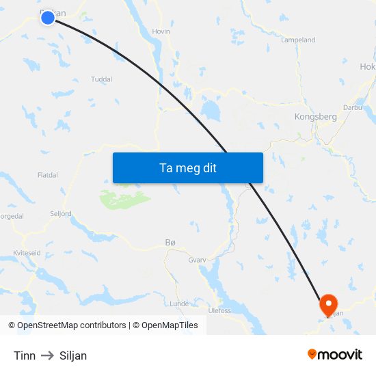Tinn to Siljan map