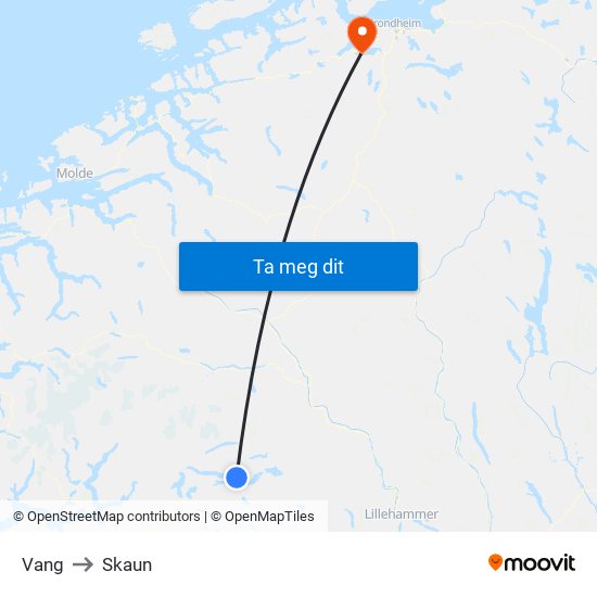 Vang to Skaun map