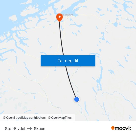Stor-Elvdal to Skaun map
