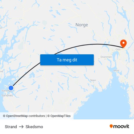 Strand to Skedsmo map