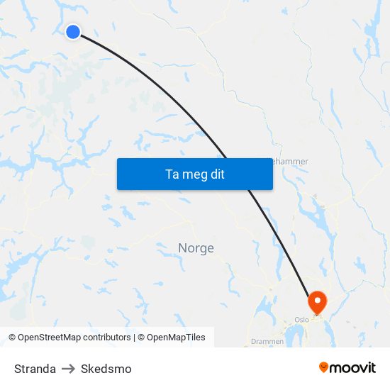 Stranda to Skedsmo map