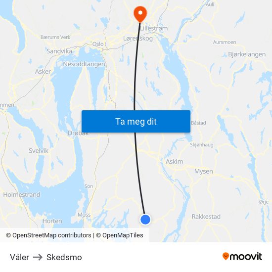 Våler to Skedsmo map