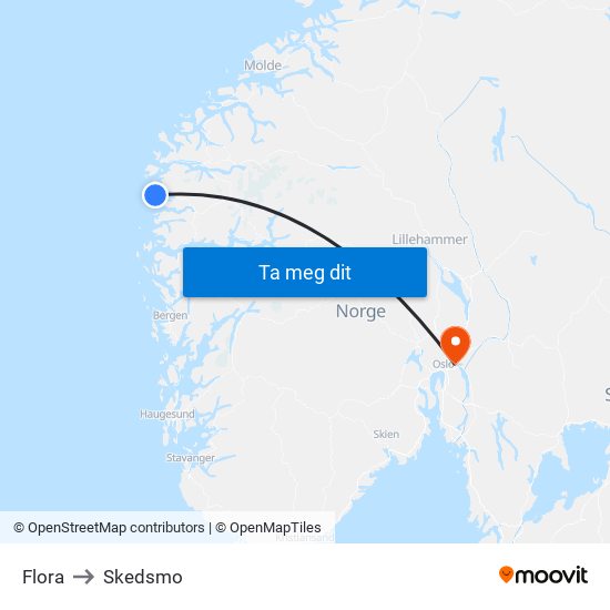 Flora to Skedsmo map