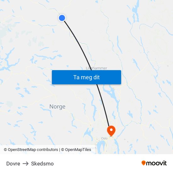 Dovre to Skedsmo map